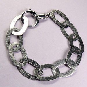 WIDE Oval Link SILVER Bracelet 8.25" Italy 11.68g